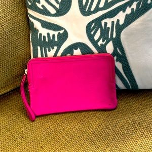 Gap hot pink leather clutch/  wristlet